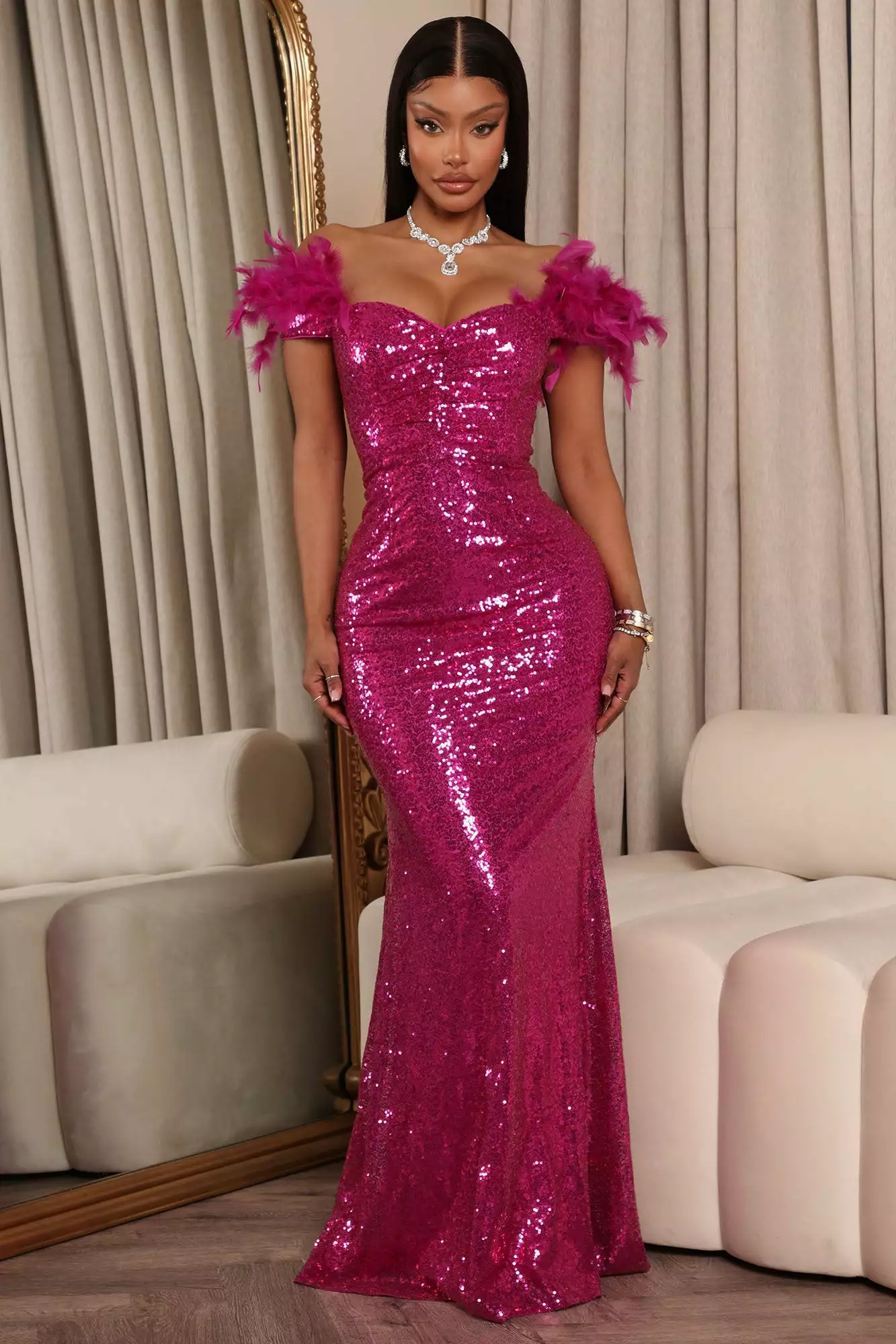 Fashion Nova Showstopper Beauty Sequin Maxi Dress - Magenta 3 Fashion Nova Showstopper Beauty Sequin Maxi Dress - Magenta