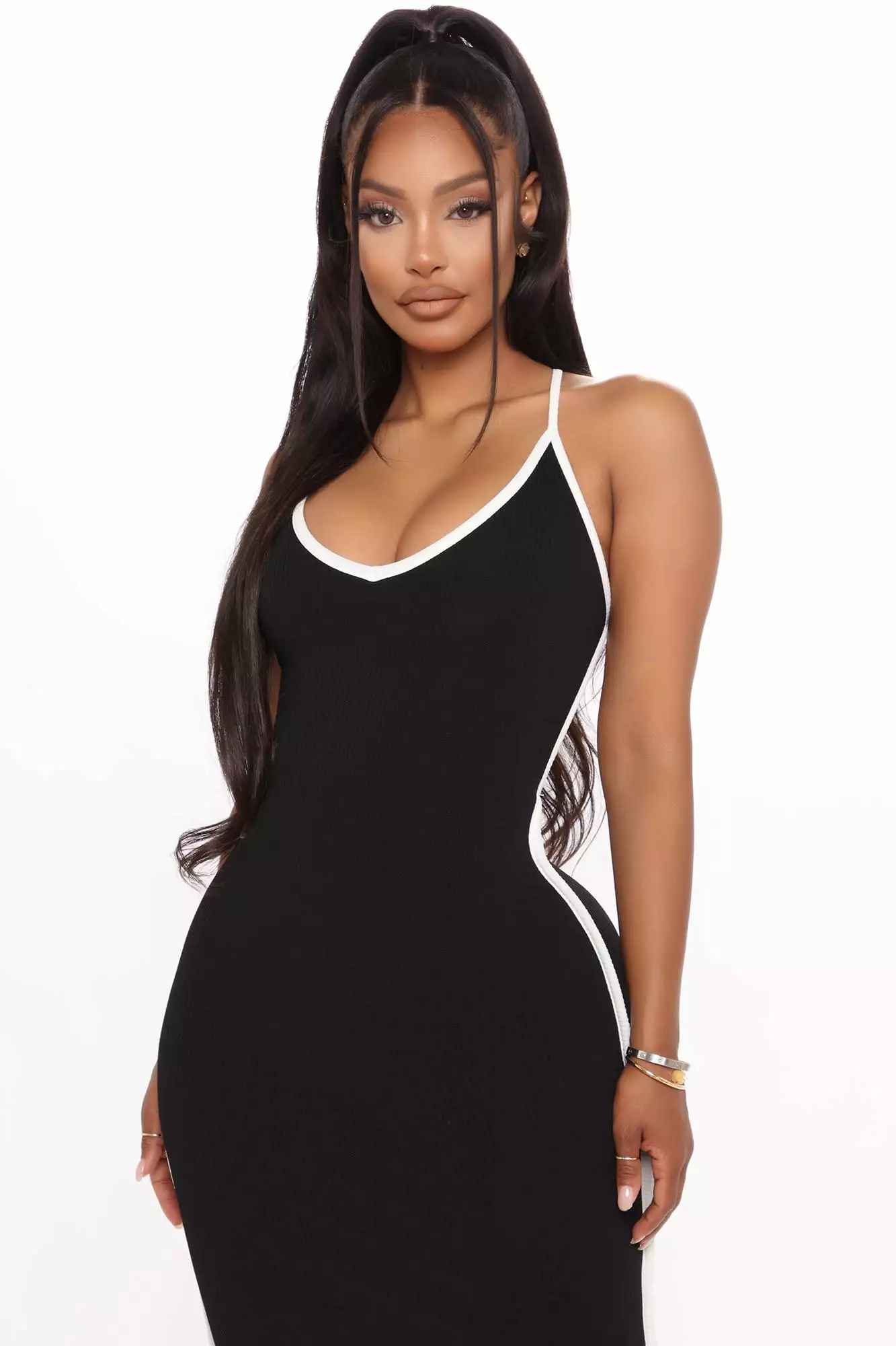 Fashion Nova Tie Me A River Ribbed Midi Dress - Black 6 Fashion Nova Tie Me A River Ribbed Midi Dress - Black - Image 4