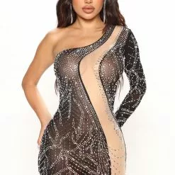 Fashion Nova Disco Lights Embellished Mini Dress - Black