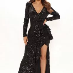 Fashion Nova Luxe Occasions Sequin Maxi Dress - Black