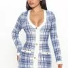 Fashion Nova Make It Work Sweater Mini Dress - Blue/combo