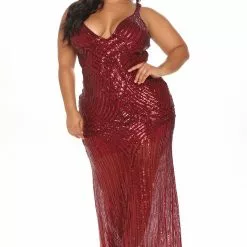 Fashion Nova Celebrity Sequin Maxi Dress - Burgundy -Fashion Nova Dresses Shop 07 08 21Studio4 CE ON 15 38 56 55 BCCDQ61140 Burgundy 3583 PLUS WG