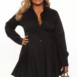 Fashion Nova Stop And Flare Shirt Dress - Black -Fashion Nova Dresses Shop 07 09 21Studio3 ME RL 13 20 36 34 D678FN Black 2076 PLUS WG