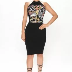 Fashion Nova No Pain No Gain Midi Dress - Black