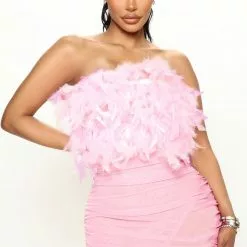 Fashion Nova Noa Feather Mini Dress - Pink -Fashion Nova Dresses Shop 07 11 22Studio3 ME RL 11 56 50 11 XS1457 Fuchsia 1015 JF KS