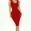 Fashion Nova Zoe Midi Dress - Red