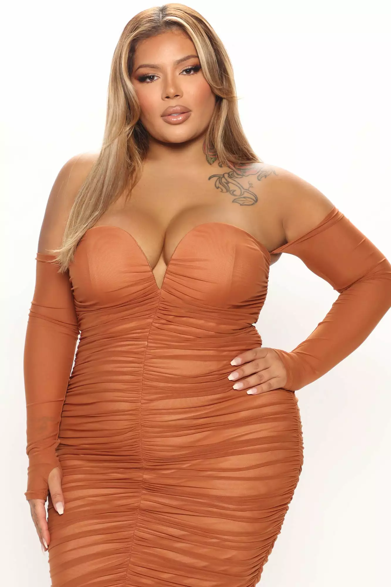 Fashion Nova Malani Mesh Midi Dress Set - Rust 8 Fashion Nova Malani Mesh Midi Dress Set - Rust - Image 6