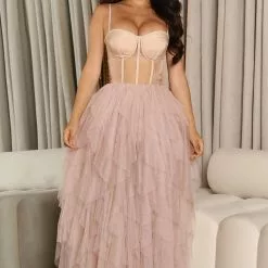 Fashion Nova Amelina Midi Dress - Blush