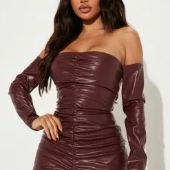 Fashion Nova Milan Faux Leather Mini Dress - Burgundy -Fashion Nova Dresses Shop 07 14 22Studio1 SN MR 13 50 50 19 IMA7952DN Burgundy 2367 PB