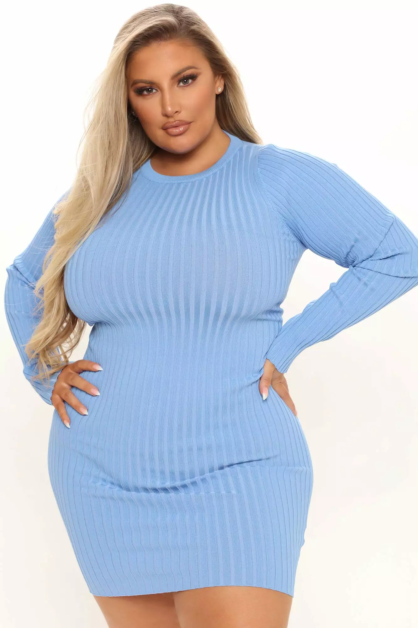 Fashion Nova No Ruche At All Sweater Mini Dress - Denim 7 Fashion Nova No Ruche At All Sweater Mini Dress - Denim - Image 5