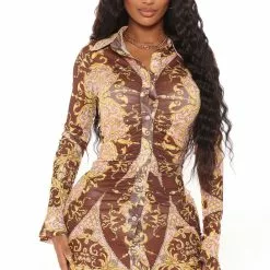 Fashion Nova Endless Rosé Mesh Mini Dress - Brown/combo -Fashion Nova Dresses Shop 07 15 21Studio3 ME TB 14 40 23 53 YK5089D2 Browncombo 0707 EH