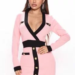 Fashion Nova After Hours Sweater Mini Dress - Pink