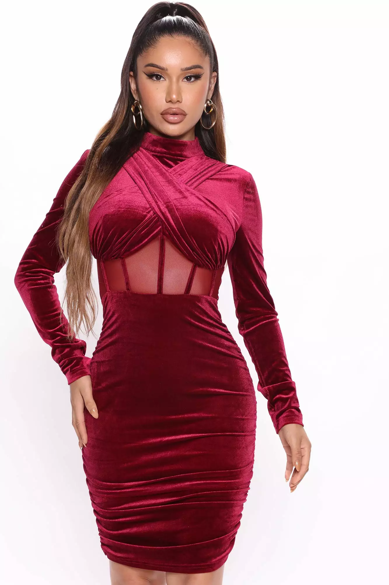 Fashion Nova All The Velvet Mini Dress - Burgundy 3 Fashion Nova All The Velvet Mini Dress - Burgundy
