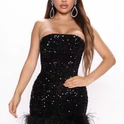 Fashion Nova Solenne Sequin Mini Dress - Black