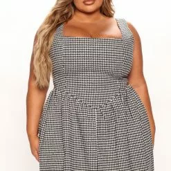 Fashion Nova Class Queen Houndstooth Mini Dress - Black/White -Fashion Nova Dresses Shop 07 15 22Studio4 RT AC 10 07 31 5 ID5485 BlackWhite 0961 PLUS JB