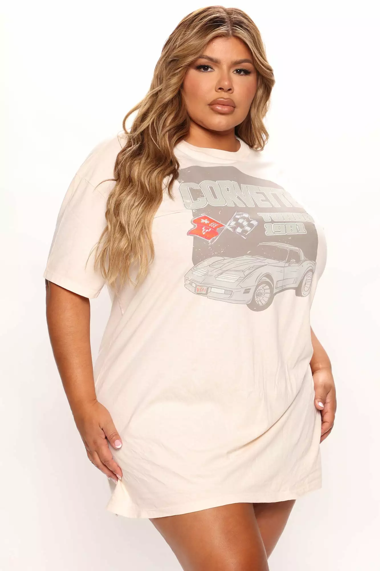 Fashion Nova Petite Corvette T-Shirt Dress - Cream 6 Fashion Nova Petite Corvette T-Shirt Dress - Cream - Image 4