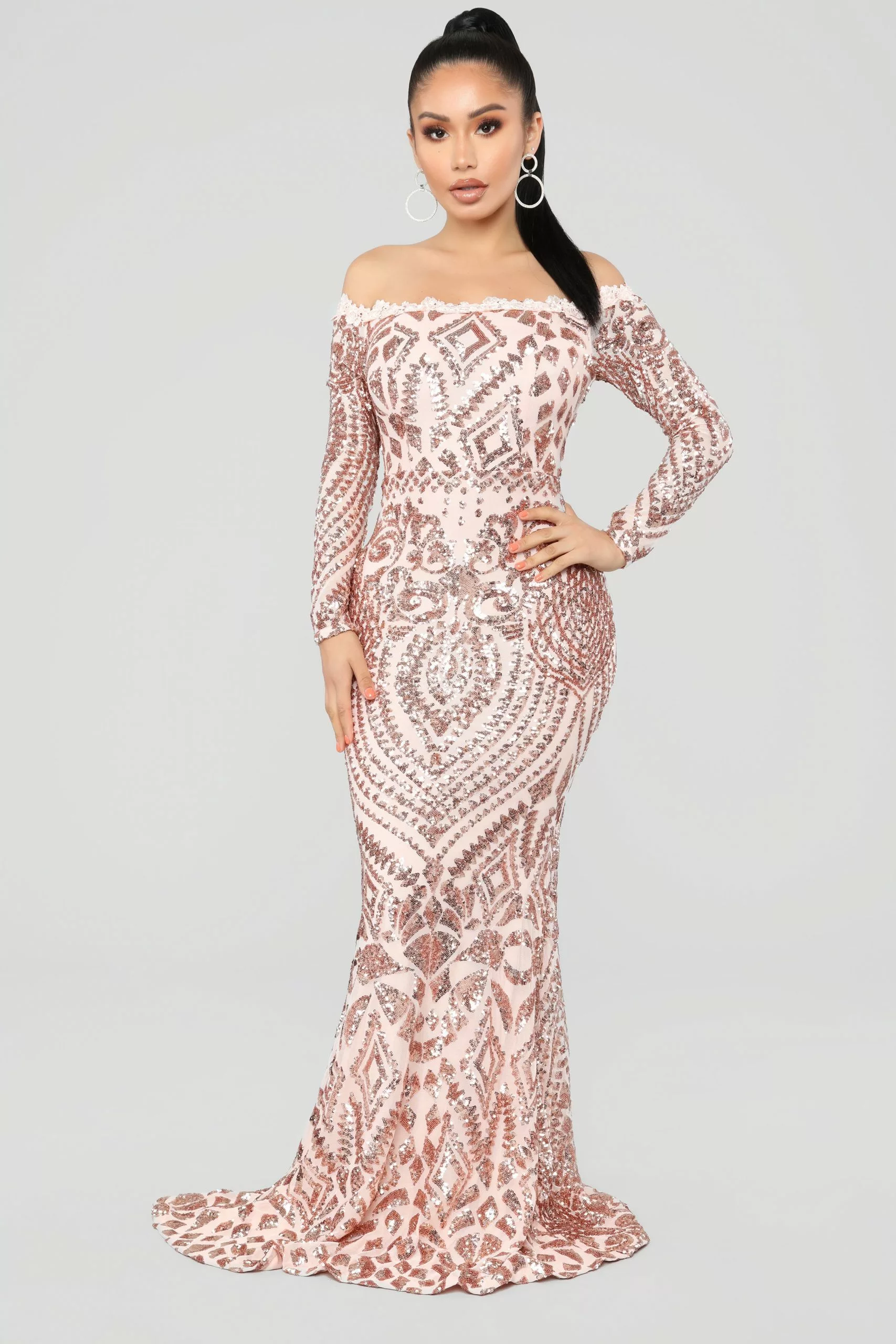 Fashion Nova Chloe RoseGold Sequin Dress - RoseGold 4 Fashion Nova Chloe RoseGold Sequin Dress - RoseGold - Image 2