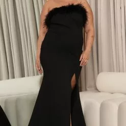 Fashion Nova Emma Feathered Maxi Dress - Black -Fashion Nova Dresses Shop 07 18 22Studio6 RT KJ 10 09 00 3 CD2132FN Black 7996 PLUS JB