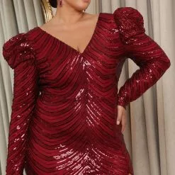 Fashion Nova Elegant As Always Sequin Maxi Dress - Burgundy -Fashion Nova Dresses Shop 07 18 22Studio6 RT KJ 11 33 41 21 9272FN Burgundy 8142 PLUS SG