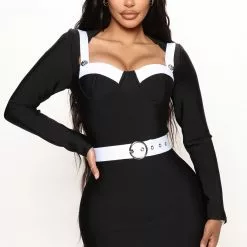 Fashion Nova Meet You There Bandage Mini Dress - Black