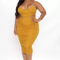 Fashion Nova My Heart Is Full Midi Dress - Mustard -Fashion Nova Dresses Shop 07 23 21Studio3 DD KP 11 11 04 21 JD2671 Mustard 3955 PLUS KL