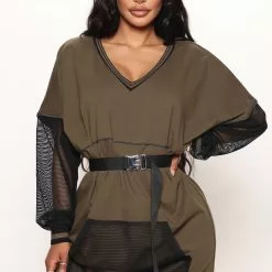 Fashion Nova LA Streets Mini Dress - Olive/combo