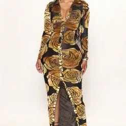 Fashion Nova Not By Mistake Velvet Maxi Dress - Black/combo