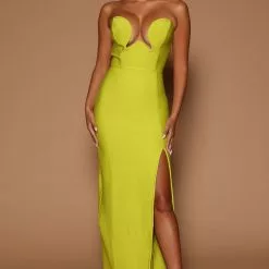 Fashion Nova Clarina Bandage Maxi Dress - Chartreuse