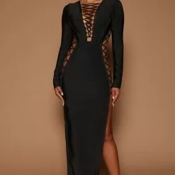 Fashion Nova Sherry Maxi Dress - Black