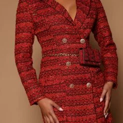 Fashion Nova She's The Boss Tweed Blazer Dress Set - Red/combo -Fashion Nova Dresses Shop 07 25 22Studio6 ME KP 15 34 25 50 LD52327X Redcombo 9456 KS