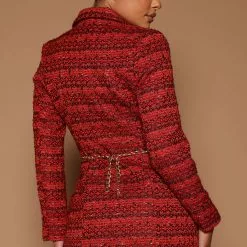 Fashion Nova She's The Boss Tweed Blazer Dress Set - Red/combo -Fashion Nova Dresses Shop 07 25 22Studio6 ME KP 15 34 39 50 LD52327X Redcombo 9460 KS