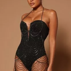 Fashion Nova Gianna Embellished Mini Dress - Black