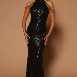Fashion Nova Lori Sequin Maxi Dress - Black