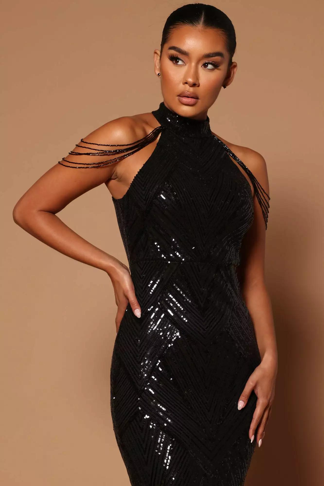 Fashion Nova Lori Sequin Maxi Dress - Black 4 Fashion Nova Lori Sequin Maxi Dress - Black - Image 2