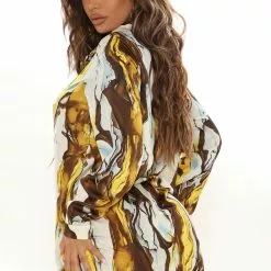 Fashion Nova Always Mine Satin Shirt Dress - Ivory/combo -Fashion Nova Dresses Shop 07 28 21Studio1 CE 10 14 45 22 DSHR801P Ivorycombo 1121 EH