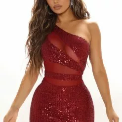 Fashion Nova Party Seeker Sequin Mini Dress - Burgundy