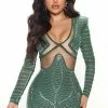 Fashion Nova Not Your Average Girl Embellished Mini Dress - Hunter