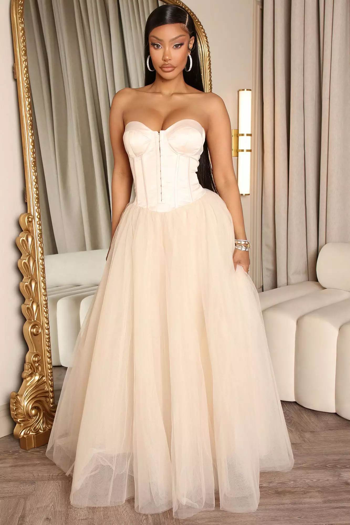 Fashion Nova Irena Tulle Maxi Dress - Nude 3 Fashion Nova Irena Tulle Maxi Dress - Nude