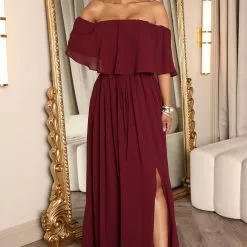 Fashion Nova Right By Your Side Maxi Dress - Burgundy