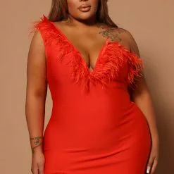 Fashion Nova Alana One Shoulder Feather Midi Dress - Orange -Fashion Nova Dresses Shop 07 28 22Studio7 RT 09 26 58 1 B16968 Orange 26932 JB