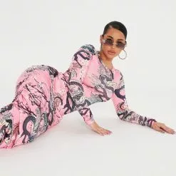 Fashion Nova Fiery Passion Gloved Maxi Dress - Pink/combo -Fashion Nova Dresses Shop 08 01 22Studio2 MS 13 23 45 24 D8240 Pinkcombo 1646 KS