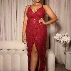 Fashion Nova Without Doubt Sequin Maxi Dress - Burgundy -Fashion Nova Dresses Shop 08 02 22Studio5 SN DJ 14 43 23 25 DR2288 Burgundy 0697 PLUS KS