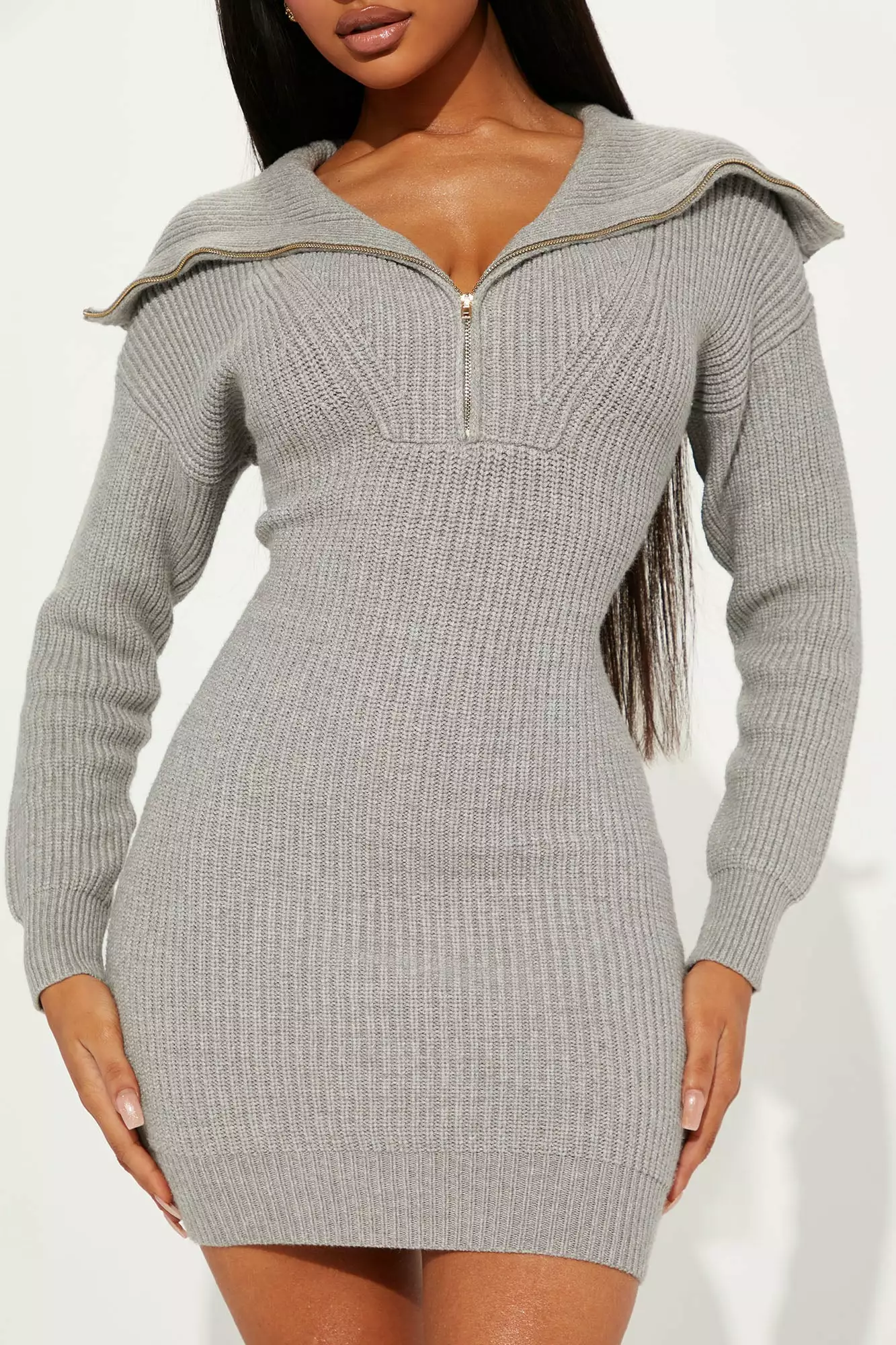 Fashion Nova Amika Sweater Mini Dress - Heather Grey 4 Fashion Nova Amika Sweater Mini Dress - Heather Grey - Image 2