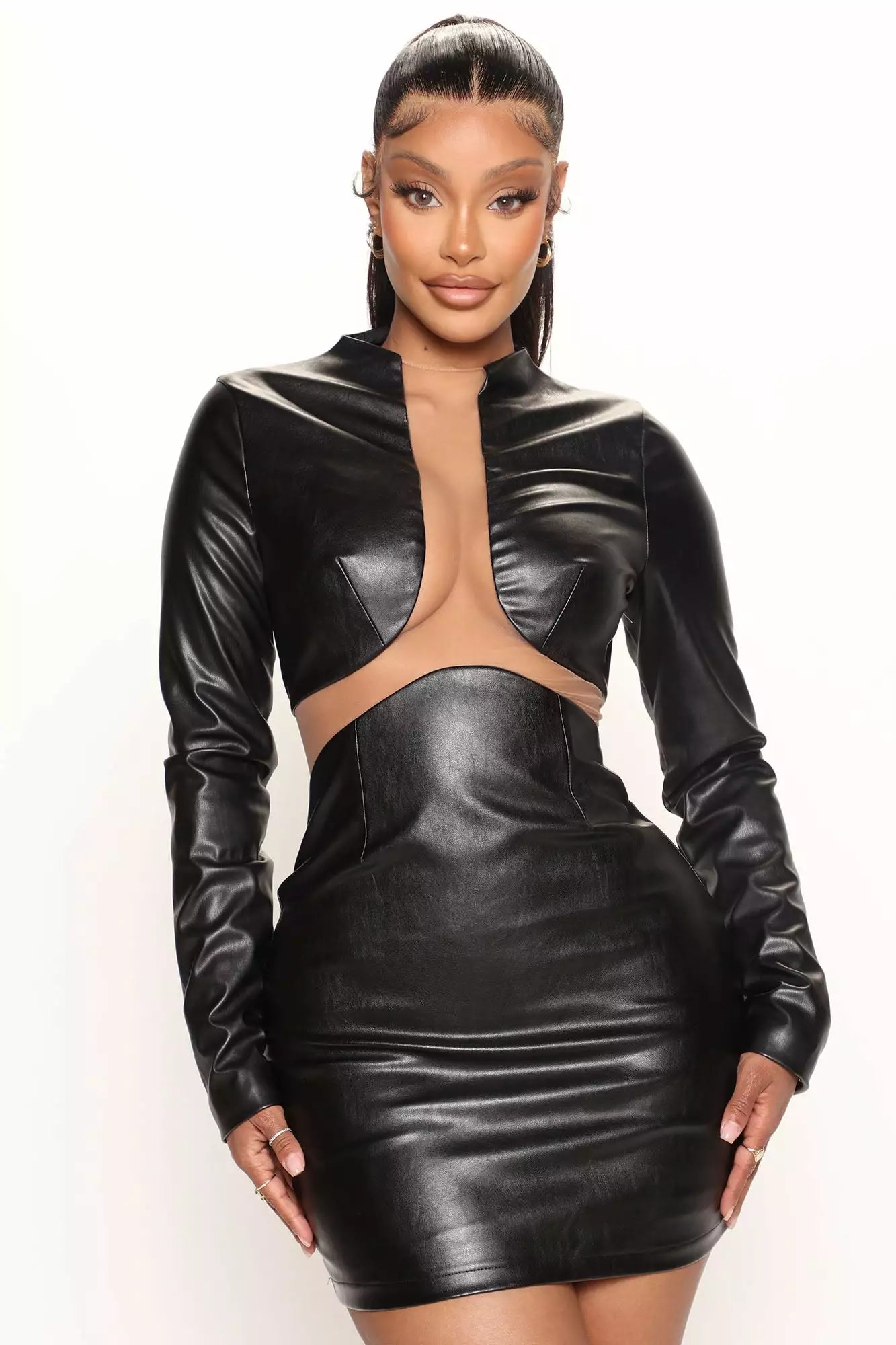 Fashion Nova Moonlit Faux Leather Mini Dress - Black 3 Fashion Nova Moonlit Faux Leather Mini Dress - Black