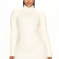 Fashion Nova Josie Sweater Mini Dress - Off White