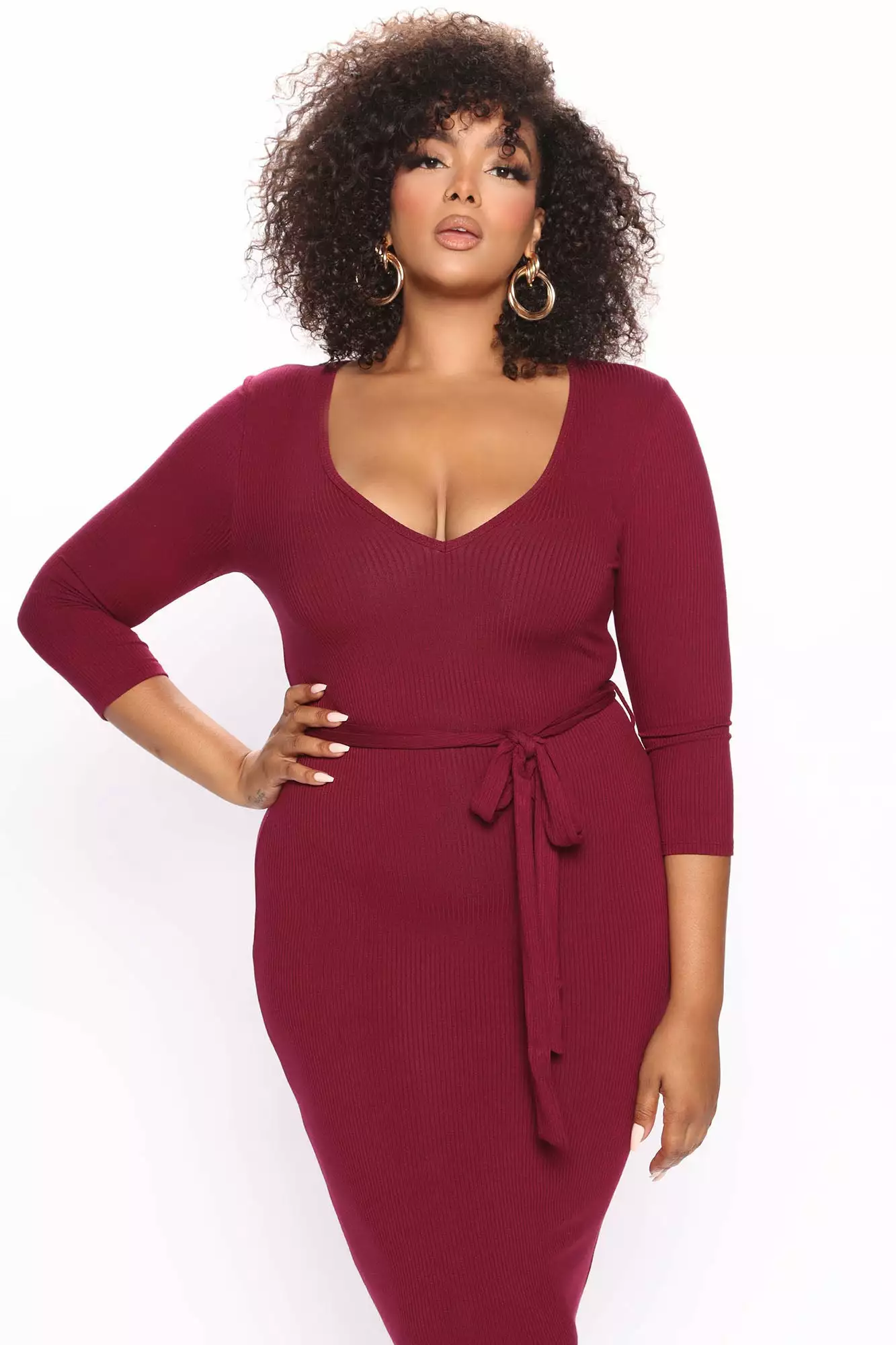 Fashion Nova In The Long Run Midi Dress - Burgundy - Image 7