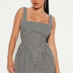 Fashion Nova Class Queen Houndstooth Mini Dress - Black/White