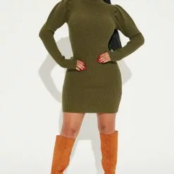 Fashion Nova Josie Sweater Mini Dress - Olive -Fashion Nova Dresses Shop 08 05 22Studio2 DM OS 14 17 50 41 HM382FN Olive 4644 JB