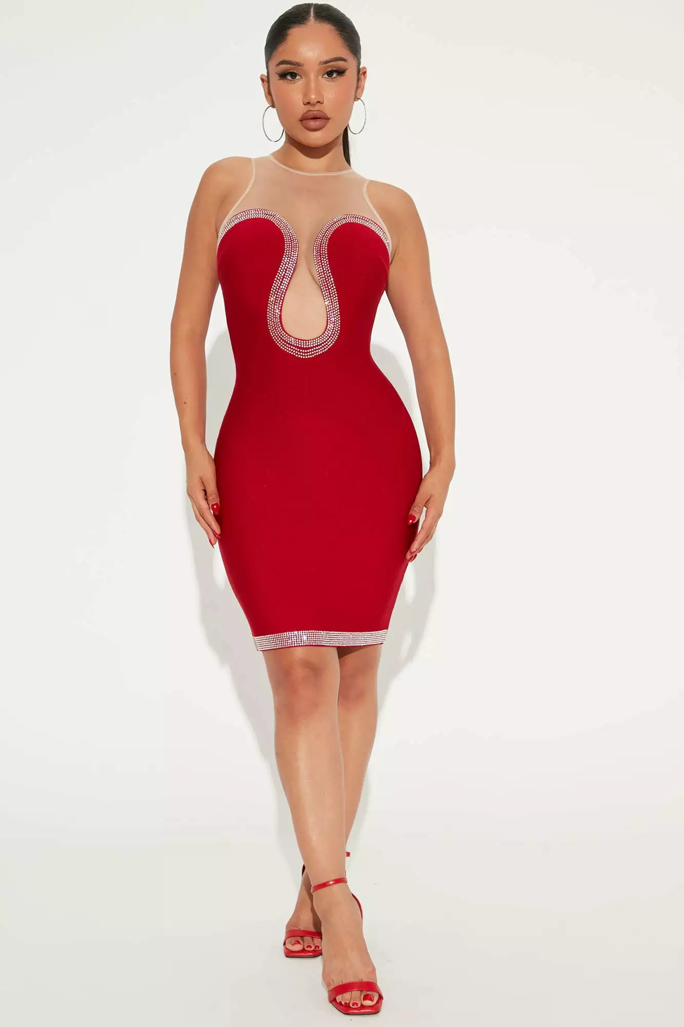 Fashion Nova Get To Know Ya Bandage Mini Dress - Red 4 Fashion Nova Get To Know Ya Bandage Mini Dress - Red - Image 2
