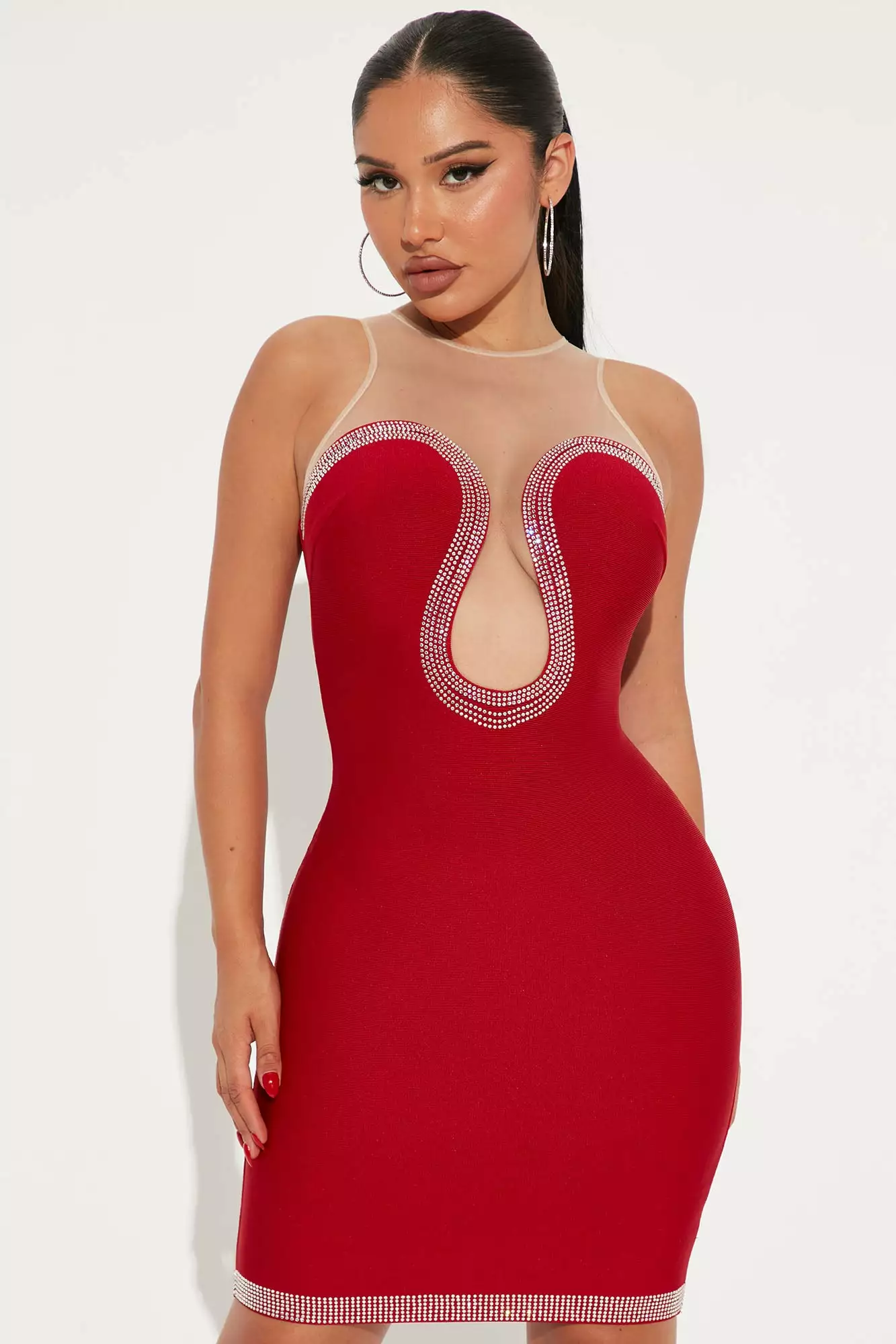 Fashion Nova Get To Know Ya Bandage Mini Dress - Red 3 Fashion Nova Get To Know Ya Bandage Mini Dress - Red